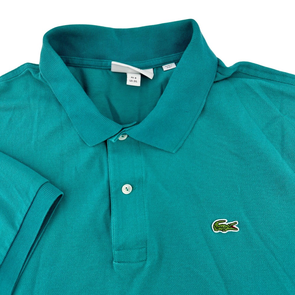 Lacoste Mens Classic Fit Polo Shirt Teal Green 100% Cotton Pique US 3XL‎ FR 8
